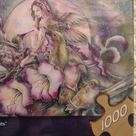 2 NEW Adult Puzzles~Fantasy Lot~New Fangled Angles Merlin~Watercolor Bird/Fairy - Picture 4 of 11